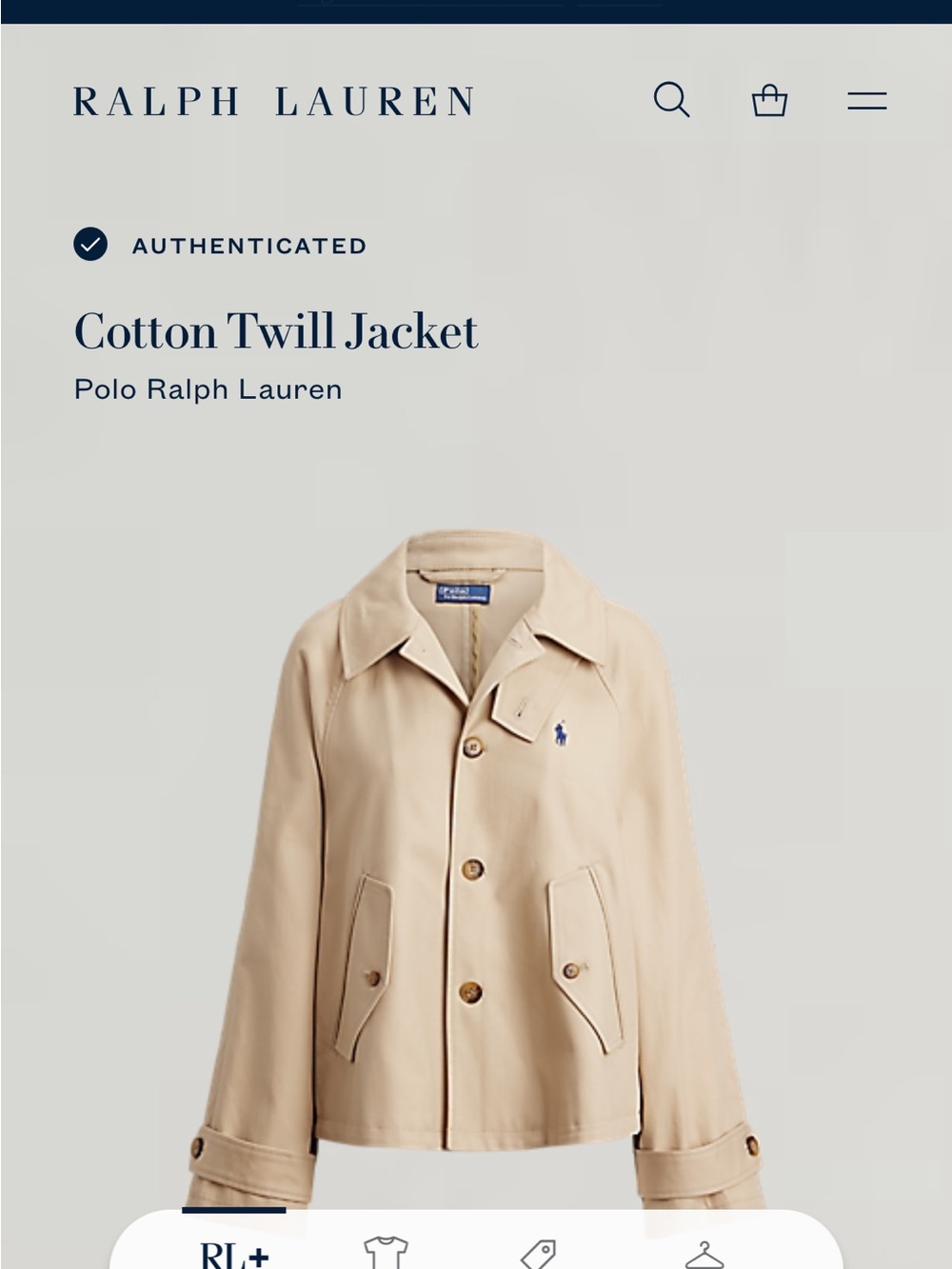 NEW POLO RALPH LAUREN SZ XXL Khaki Beige Cotton Twill Jacket Short Trench - Picture 10 of 11